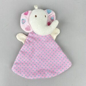 Baby Gear Elephant Lovey Security Blanket 8" Pink Polka Dot Excellent Heart